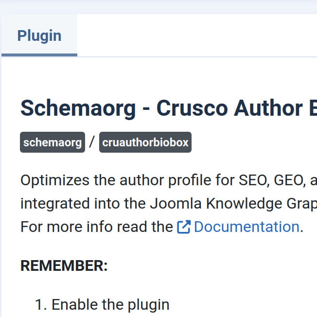 Il plugin Schemaorg - Crusco Author Bio Box